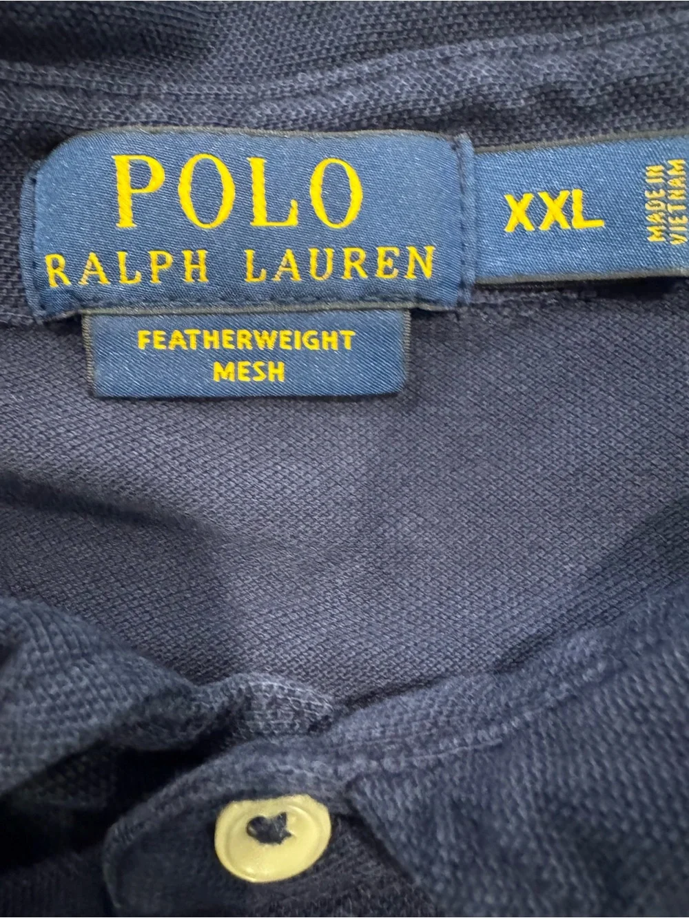 Ralph Lauren Men's XXL Polo Featherweight Mesh Long Sleeve Shirt Navy Blue